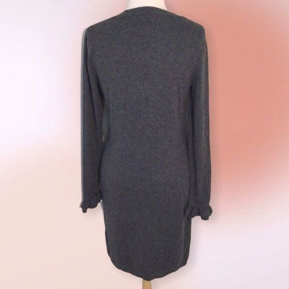 RACHEL Zoe Charcoal Gray Wool Blend‎ Sweater Dress Ruffled Cuffs NWT Size S - Picture 3 of 9
